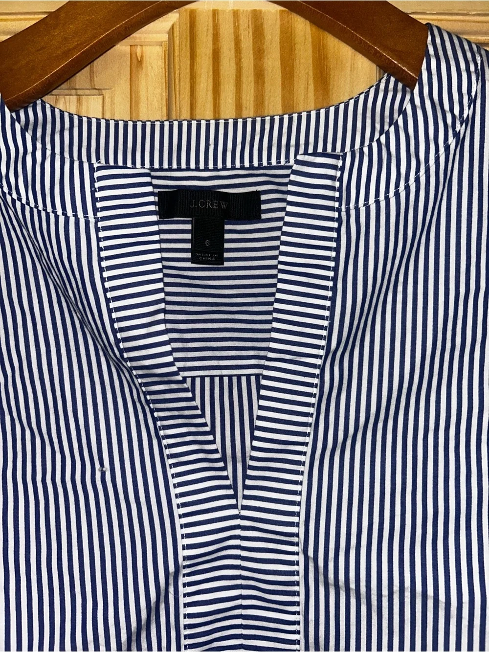 J.Crew white and blue striped blouse with bell sleeves, size 6 #preppy #workwear